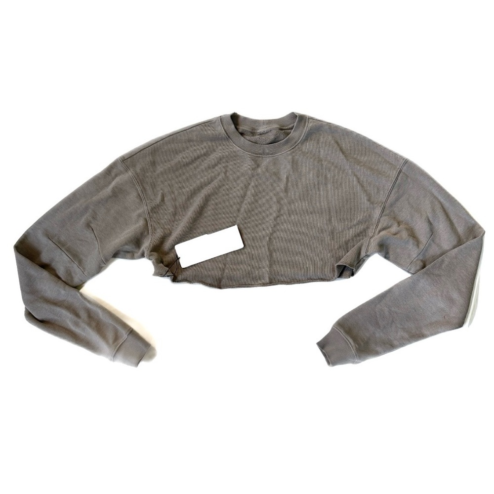 ALO Yoga Washed Extreme Cropped Pullover in Cool Grey Wash